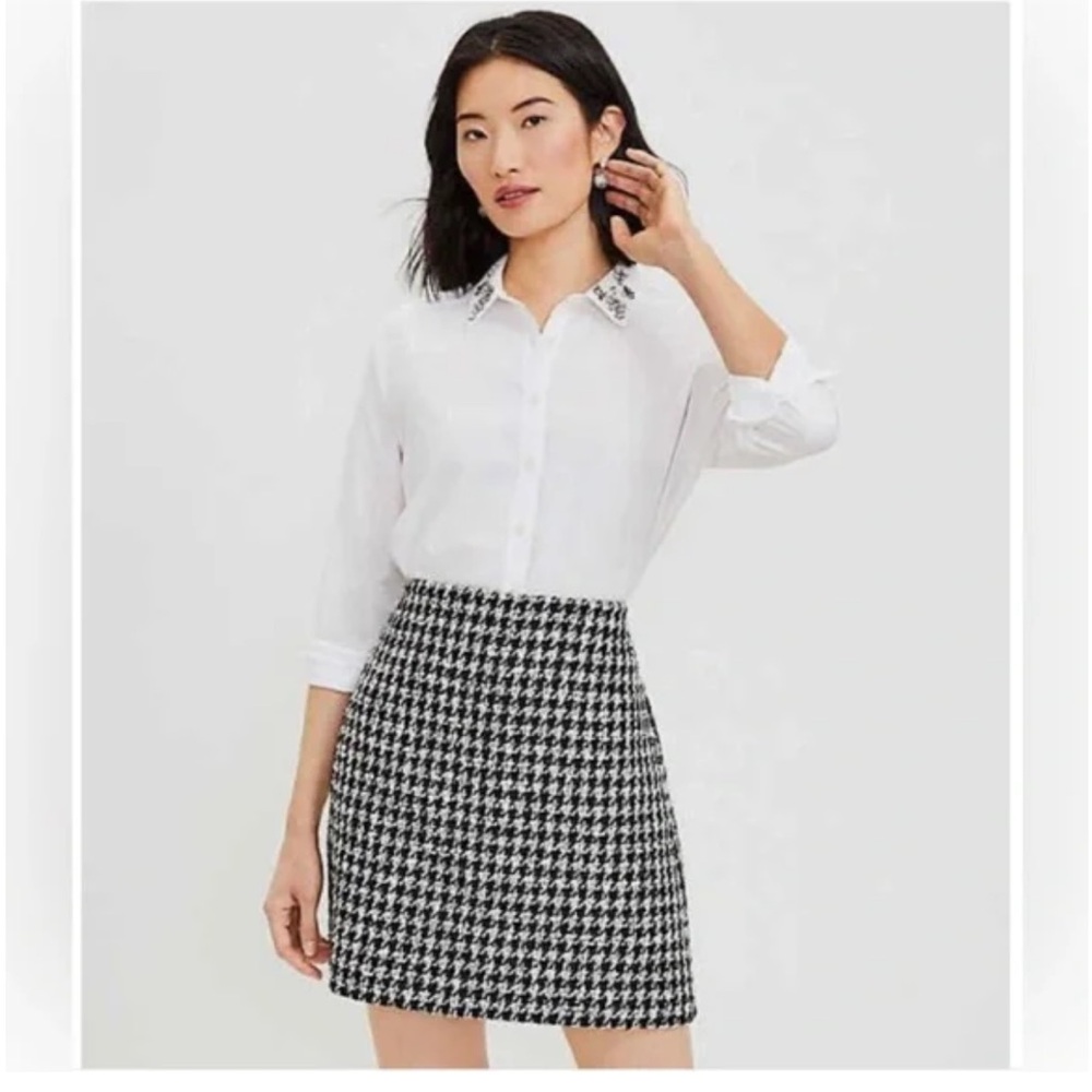 LOFT Shimner Houndstooth Shift skirt- worn twice